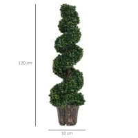Piante Finte da Interno di Bosso a Spirale 120cm, Pianta Artificiale da Interno ed Esterni con Vaso Incluso, Pianta Finta per Decorazione Casa, Ufficio, Soggiorno, Giardino, Verde