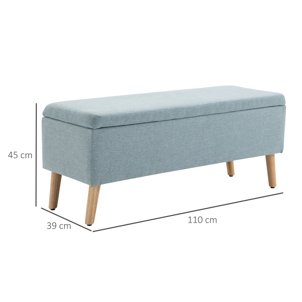 Panca contenitore scandinava con seduta imbottita e spazio portaoggetti in poliestere verde 110 × 39 × 45 cm