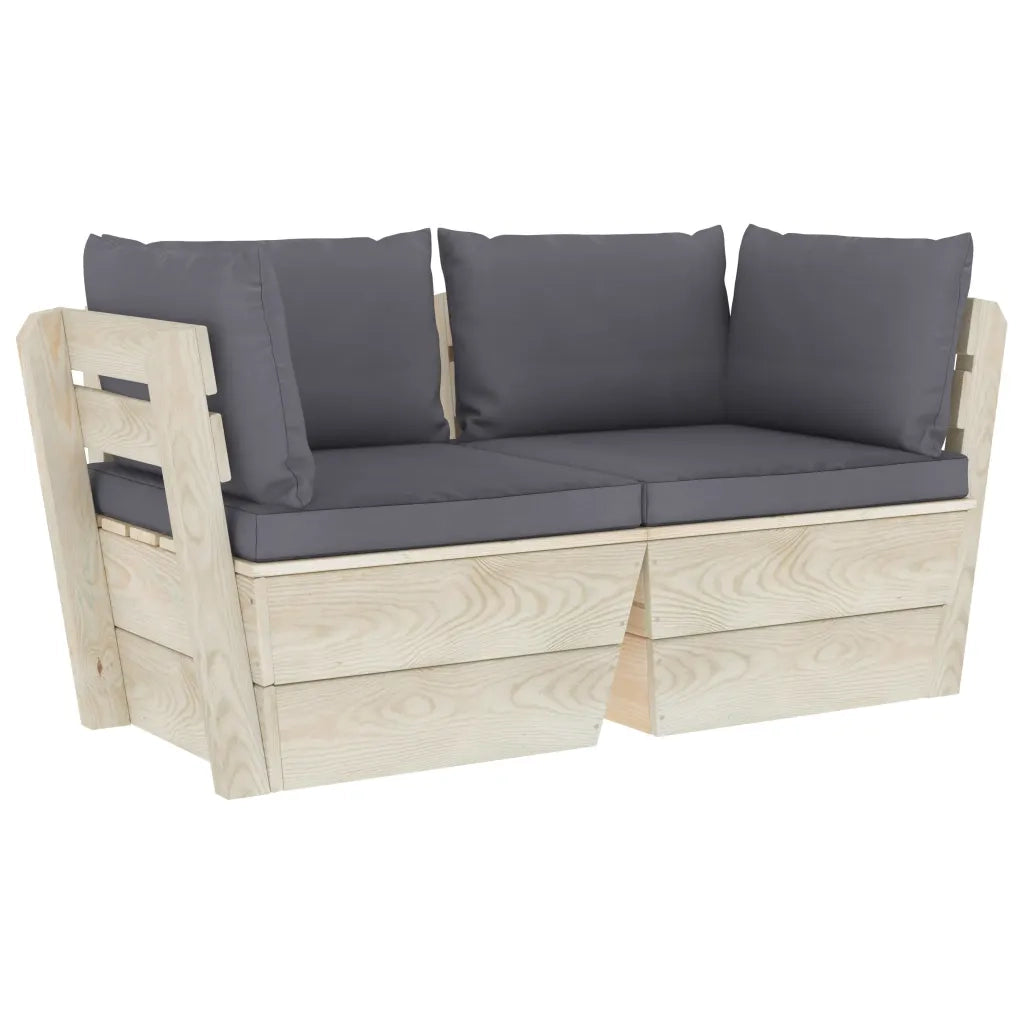 Divano da Giardino a 2 Posti su Pallet con Cuscini Legno Abete cod mxl 41572