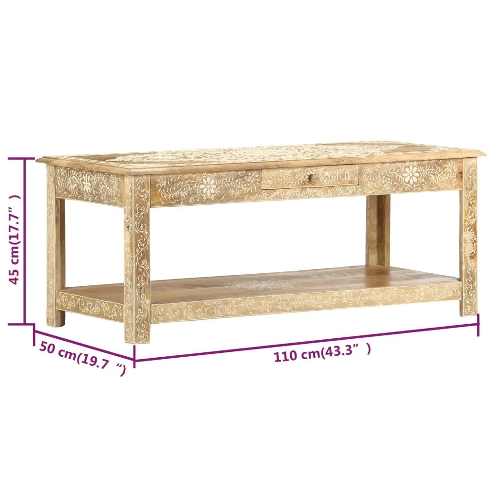 Tavolino da Salotto 110x50x45 cm Mango Massello Dipinto a Mano 286146