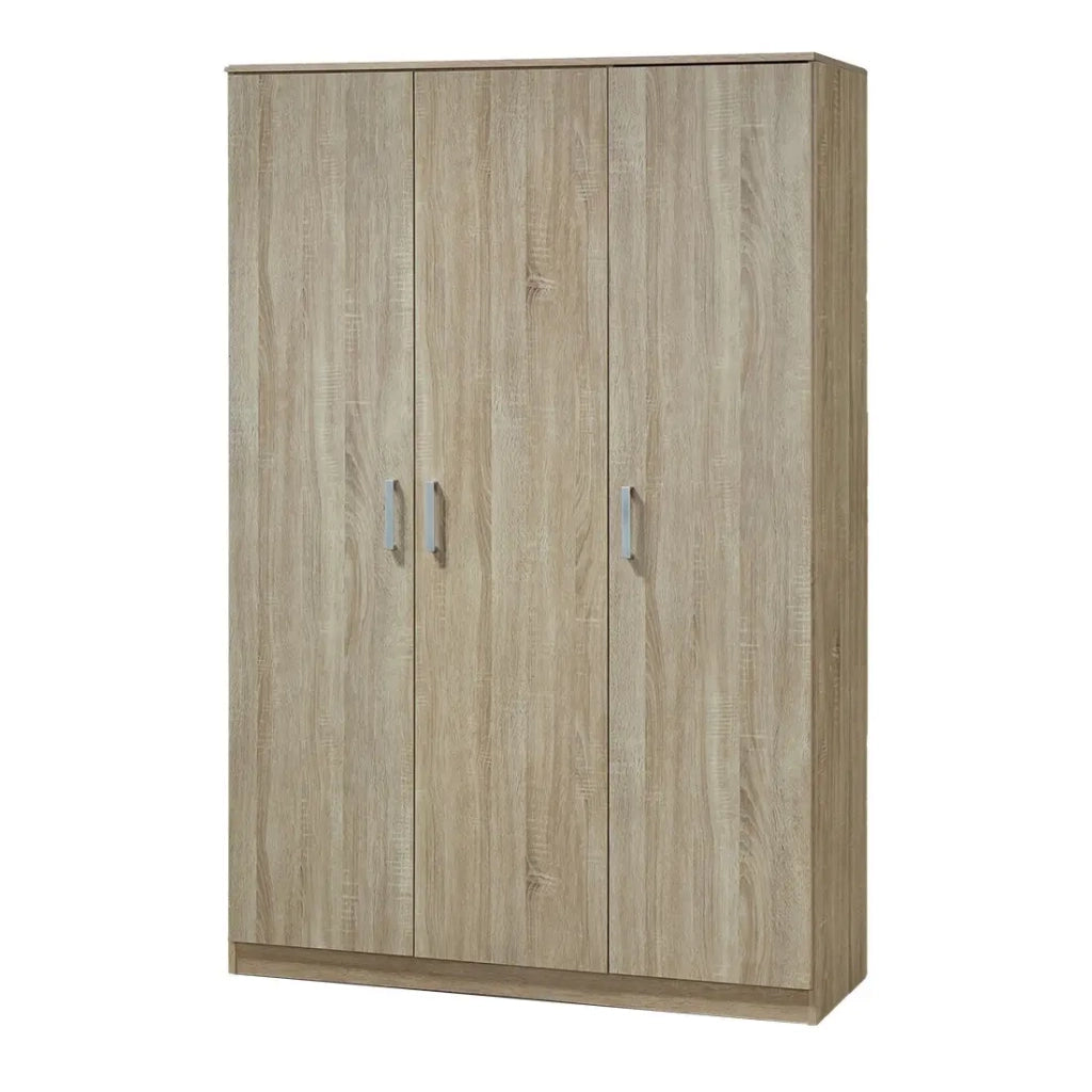 Armadio BERGAMA 3 porte, rovere Sonoma, maniglie grigie, stile contemporaneo e pratico