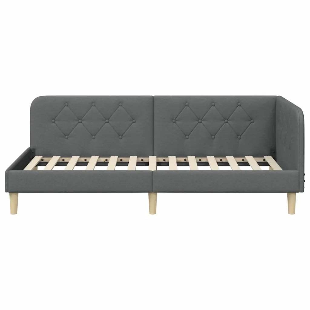 Cornice del letto ad angolo Grigio scuro 90 x 190 cm Tessuto 42016562