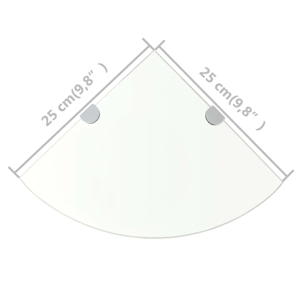 2 pz Mensola | Scaffali Angolari Supporti Cromati e Vetro 25x25 cm