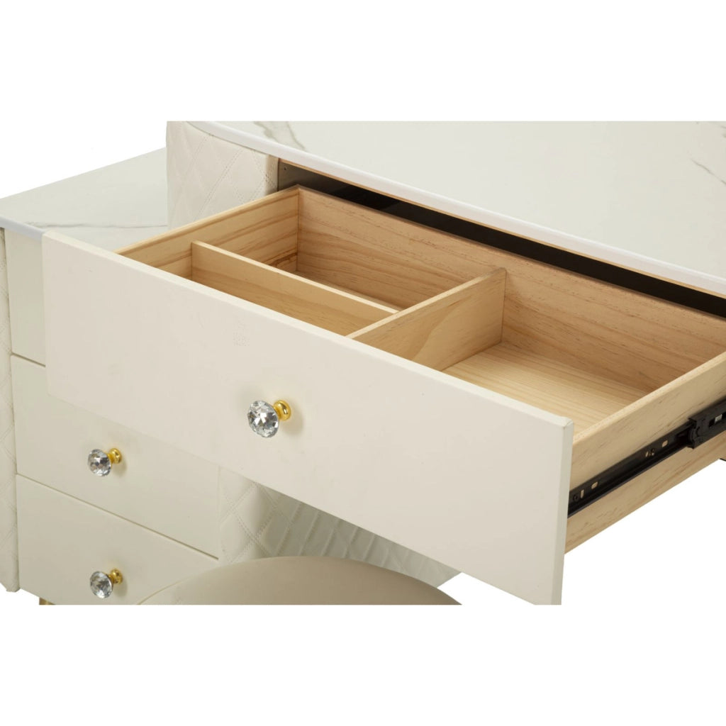 Consolle Trucco VKH21, Bianco, Legno, 120x40x75 cm