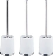 Set di spazzole WC con asta - set da 3 - testa intercambiabile - Ø 7 cm - supporto per spazzola WC - bianco