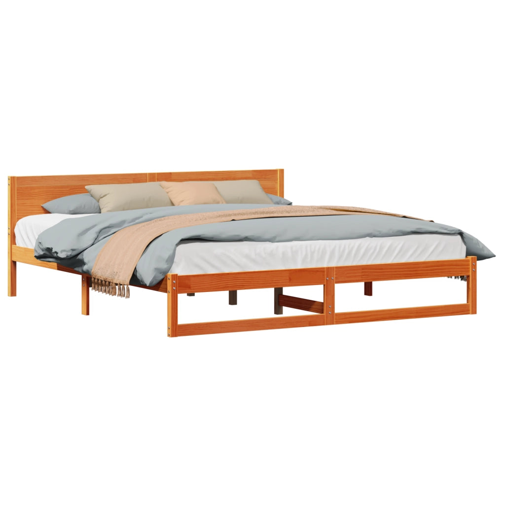 Struttura Letto Marrone Cerato Legno Massello di Pino 180 x 200 cm