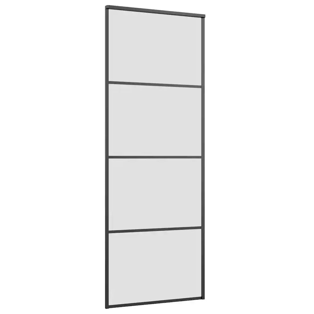 Porta Scorrevole con Ferramenta Nera 76x205 cm in Vetro ESG