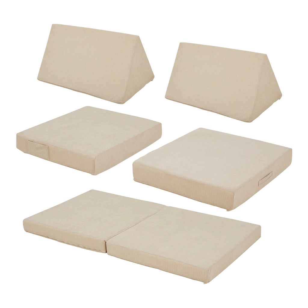 Set divano e poltrona da gioco 5 pezzi 120 x 66 x 46 cm velluto a coste beige 03_0009141