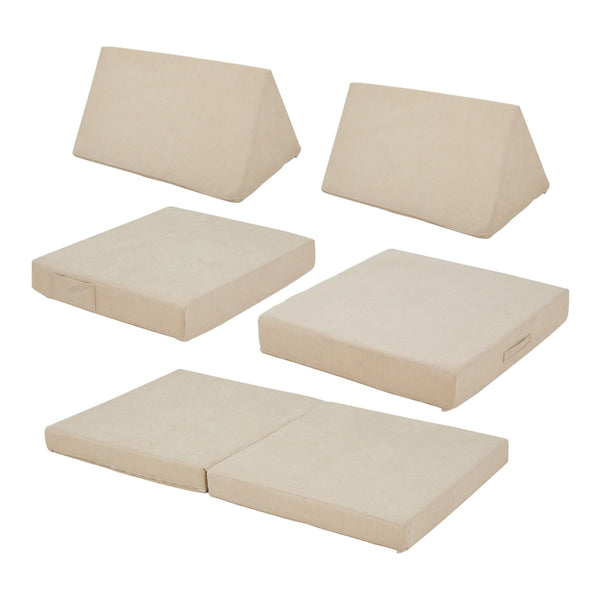 Set divano e poltrona da gioco 5 pezzi 120 x 66 x 46 cm velluto a coste beige 03_0009141