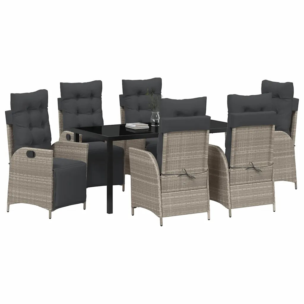 Set da Pranzo per Giardino 7 pcs Grigio chiaro polyrattan 3380572