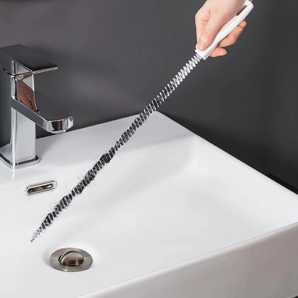 Trade Shop - Spazzola Per Scarico Lavandino Strumento Pulizia Flessibile Tubi Bagno Cucina 45cm -