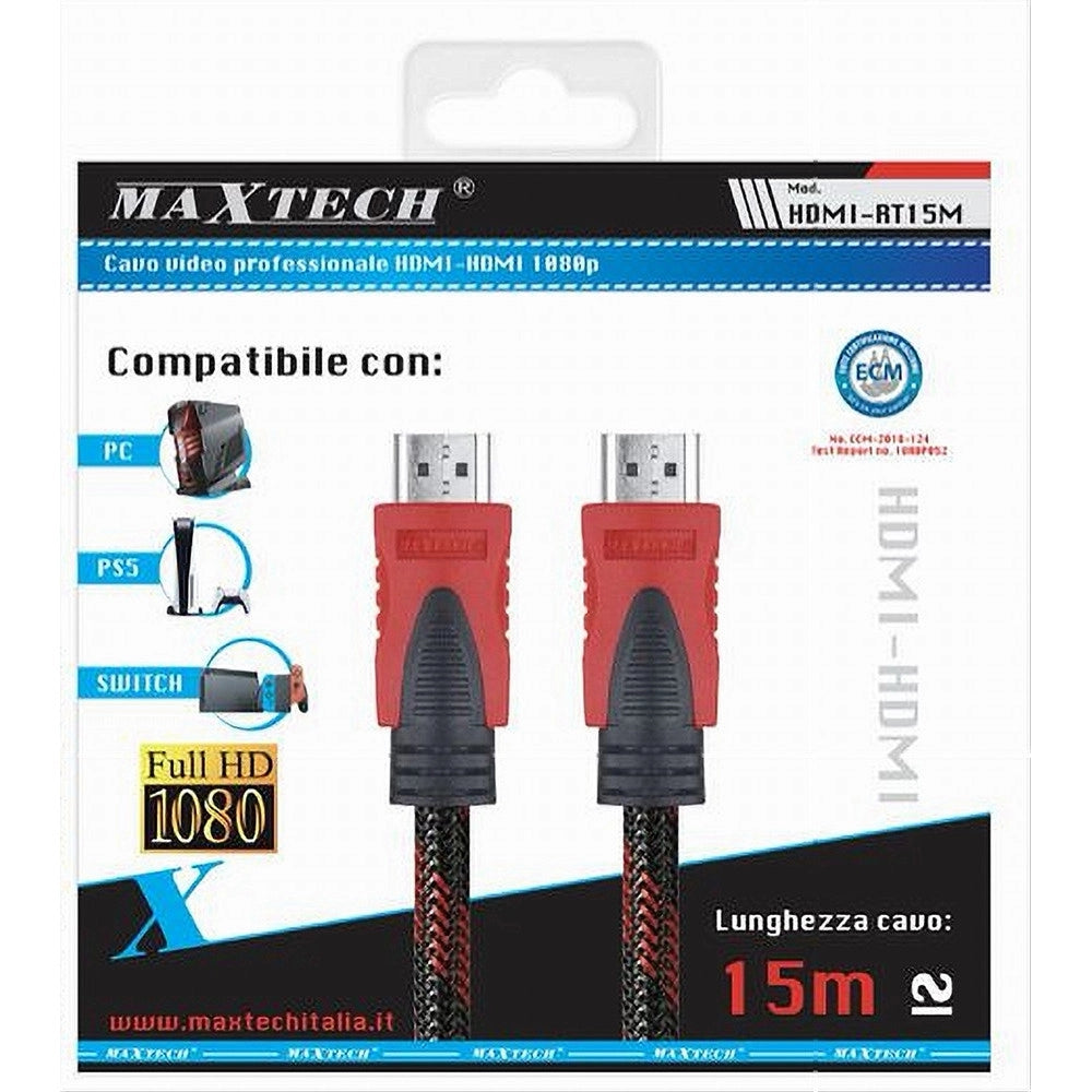 Trade Shop - Cavo Da Hdmi A Hdmi Retinato Da 15 Metri Per Video Pc Full Hd 1080p Hdmi-rt15m -