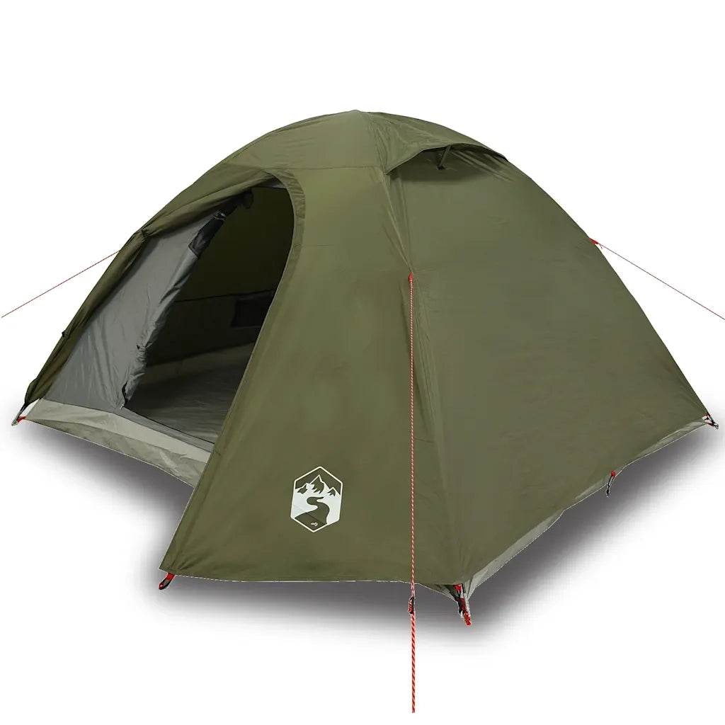 Tenda da Campeggio a Cupola 3 Persone-Tenda per Escursionismo Verde Oliva Impermeabile