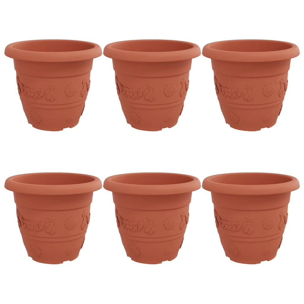 Vaso Rotondo per Fiori 6 pcs Rosso Mattone Ø 34 x 28 cm 42020282