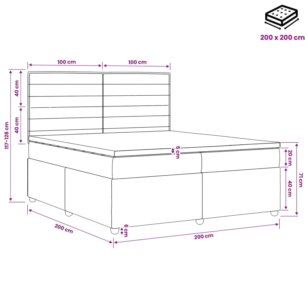 Letto box spring con materasso Tortora 200 x 200 cm Tessuto 3454470