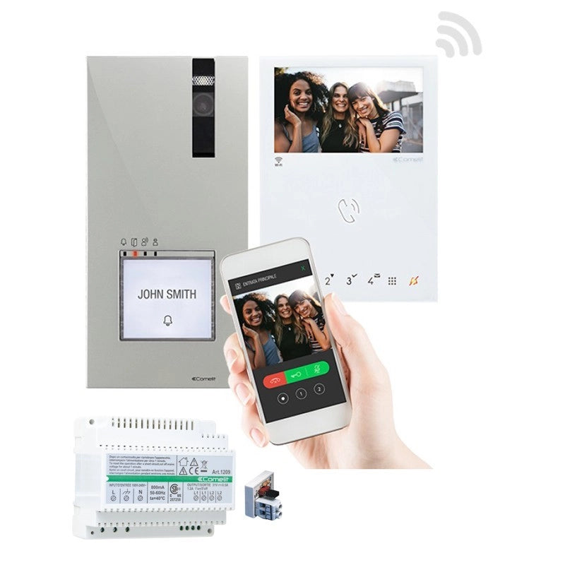 Kit videocitofono Comelit monofamiliare QUADRA MINI WIFI 2 fili 8451V