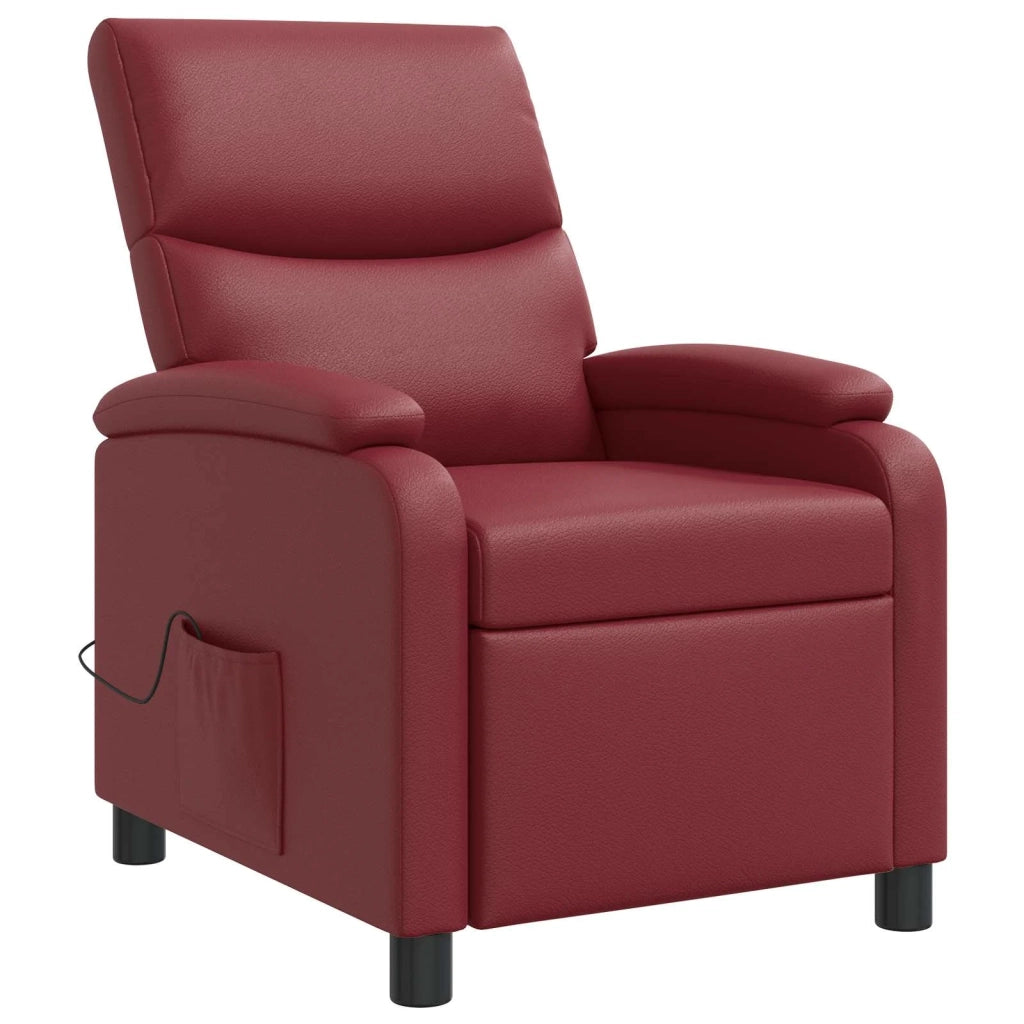 Divano Sedia-Poltrona Massaggiante Rosso Vino Similpelle 467437