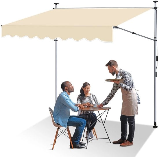 Ombrellone 300 x 150 cm Beige – Tendal per Terrazza e Balcone con Manubrio Manuale e Zanzariera Senza Forare