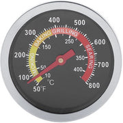 Termometro per Griglia in Acciaio Inossidabile - Analogico - Visualizzazione Temperatura 10-400°C - Piatto di Indicazione - Facile da Installare - Misurazione Precisa - Indicatore di Calore