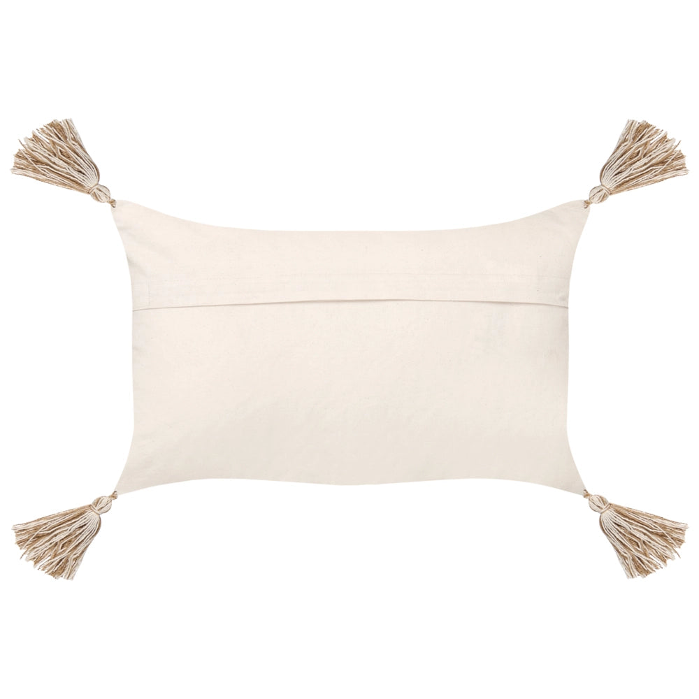 Set di 2 cuscini in cotone beige 30 x 50 cm motivo geometrico con nappe