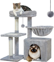 Cat tree per gatti indoor 718 cm con 2 stili di attività per gatti - paline per gatti - grande cuscino per gatti - copertura rimovibile - colore grigio