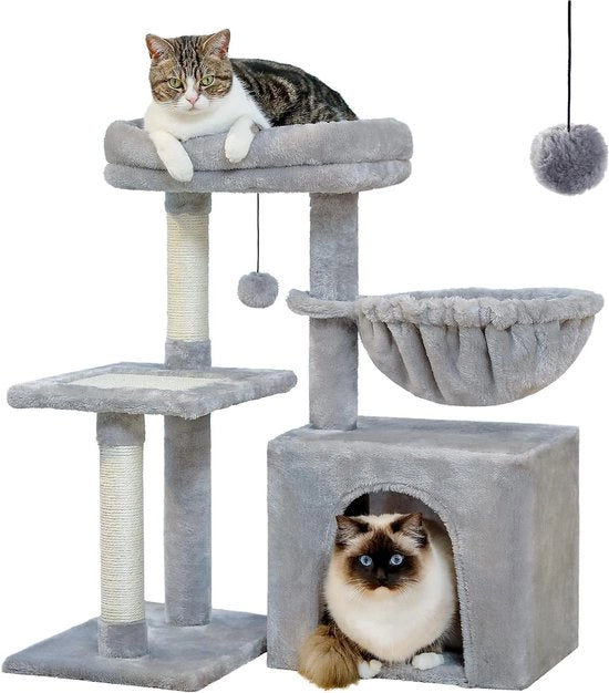 Cat tree per gatti indoor 718 cm con 2 stili di attività per gatti - paline per gatti - grande cuscino per gatti - copertura rimovibile - colore grigio