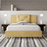 Letto matrimoniale francese senza rete imbottito 140x190 microfibra ocra Appia
