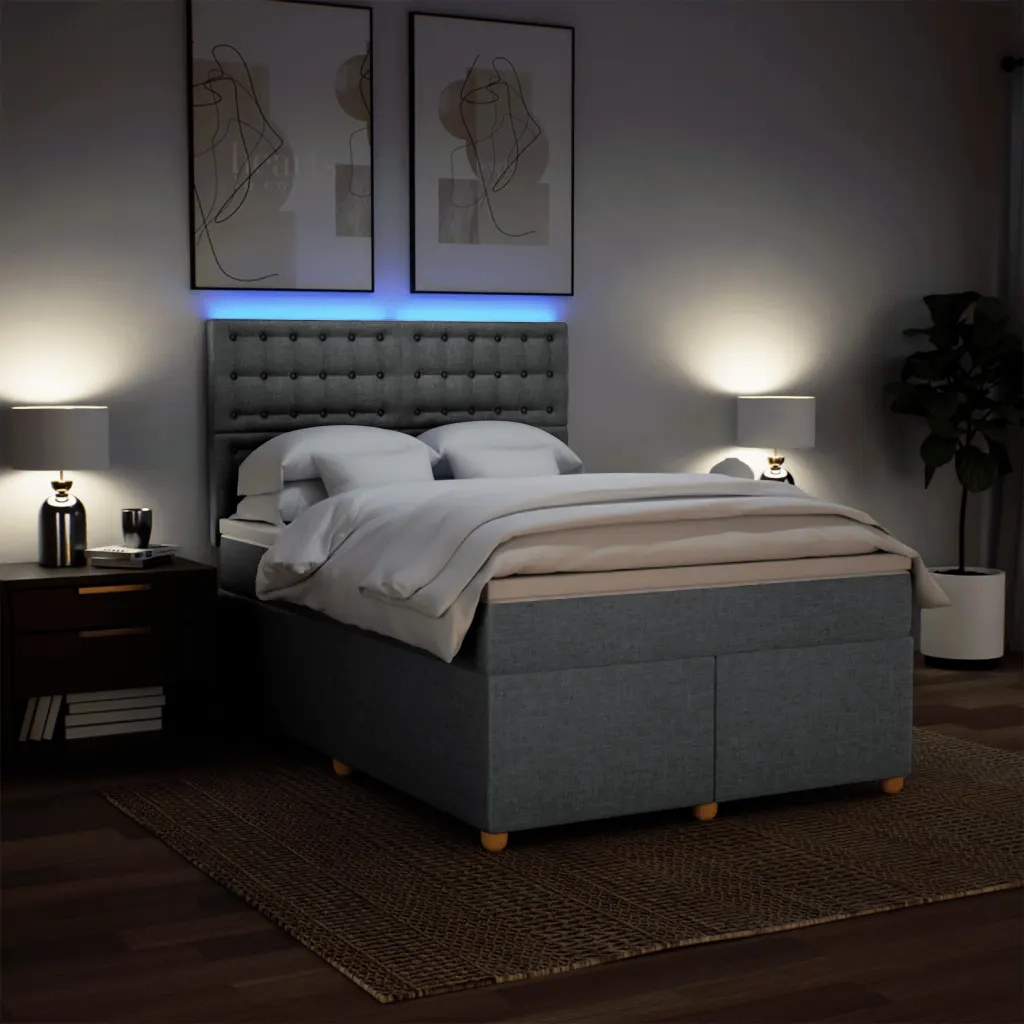 vidaXL Giroletto a Molle con Materasso Grigio Chiaro 160x200cm Tessuto