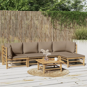 Set Salotto da Giardino 6pz con Cuscini Tortora Bambù 3155136
