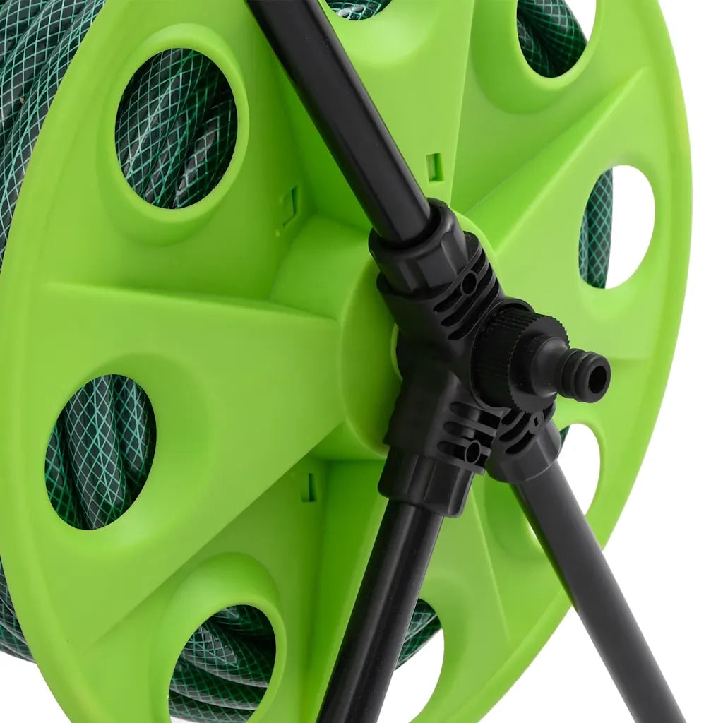 Carrello Avvolgitubo Verde con Set Raccordi Tubo 0,75" 20 m PVC