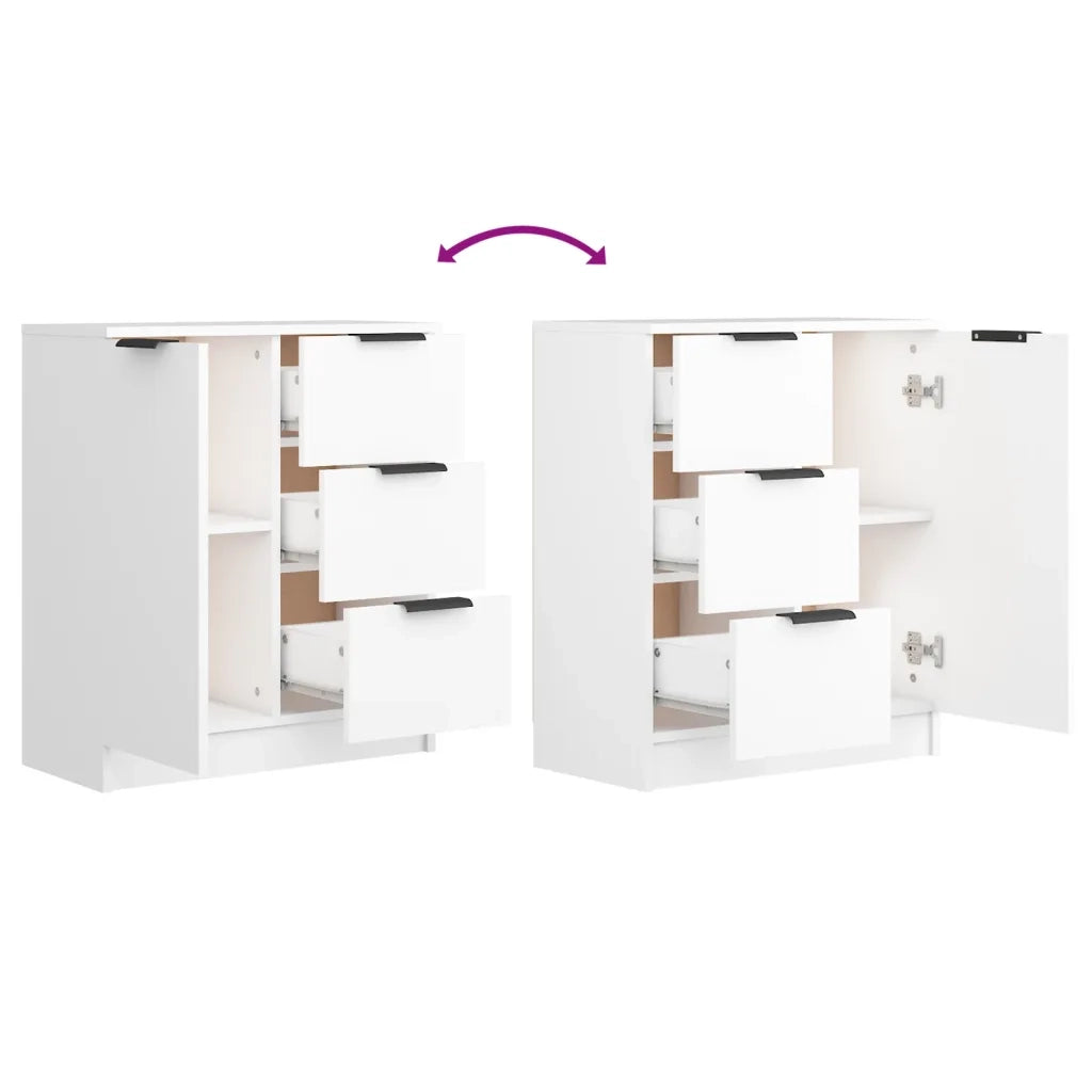 Credenze 2 pz Bianche 60x30x70 cm in Legno Multistrato