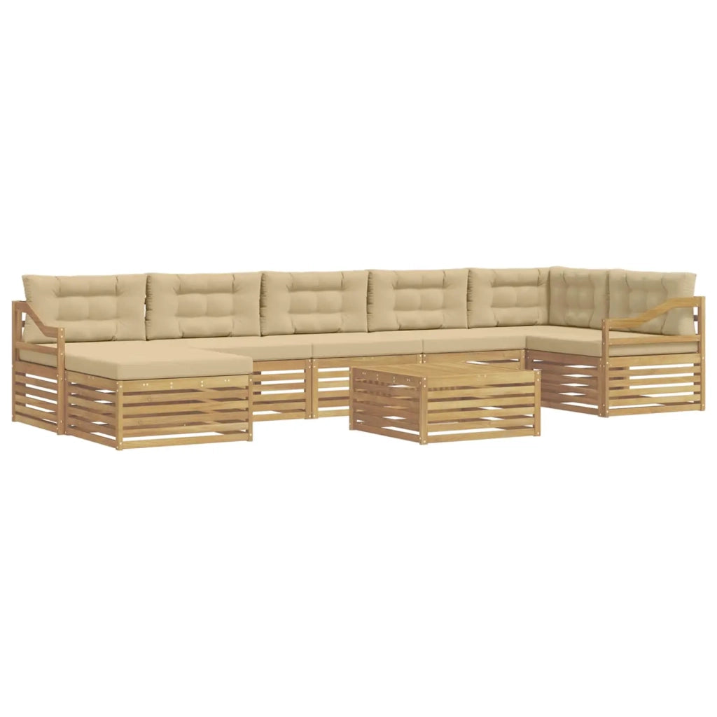 Set di divani da esterno con cuscino 8 pcs Bianco e Beige