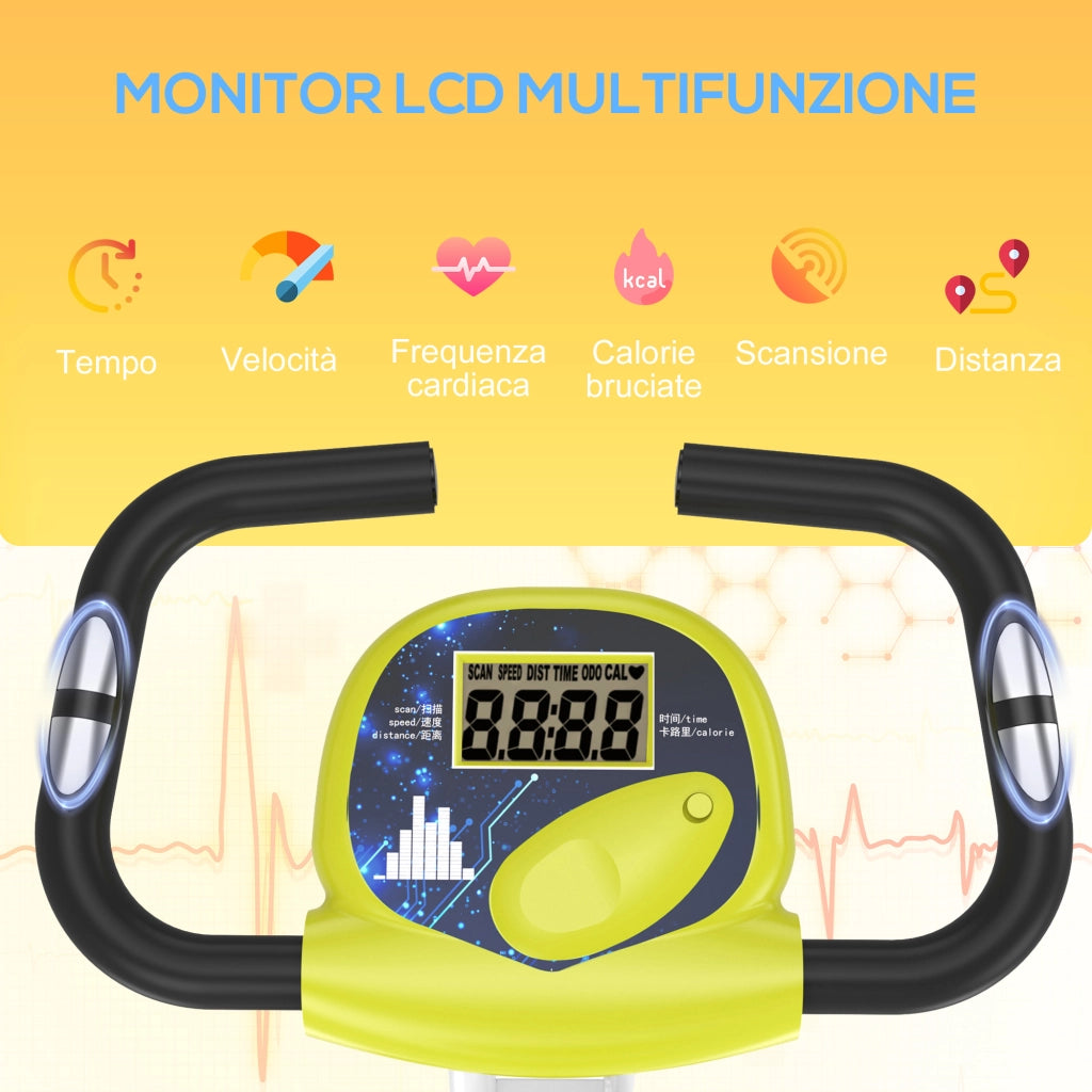 Cyclette Pieghevole da Casa Magnetica con Schermo LCD ¨C zephmum ¨C Giallo 43x97x109cm
