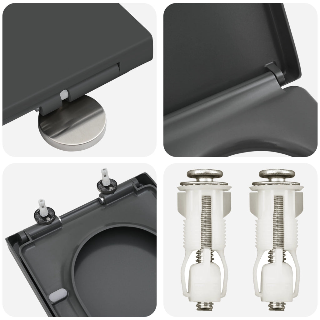Toilette a rilascio rapido con chiusura morbida in Duroplast Antracite