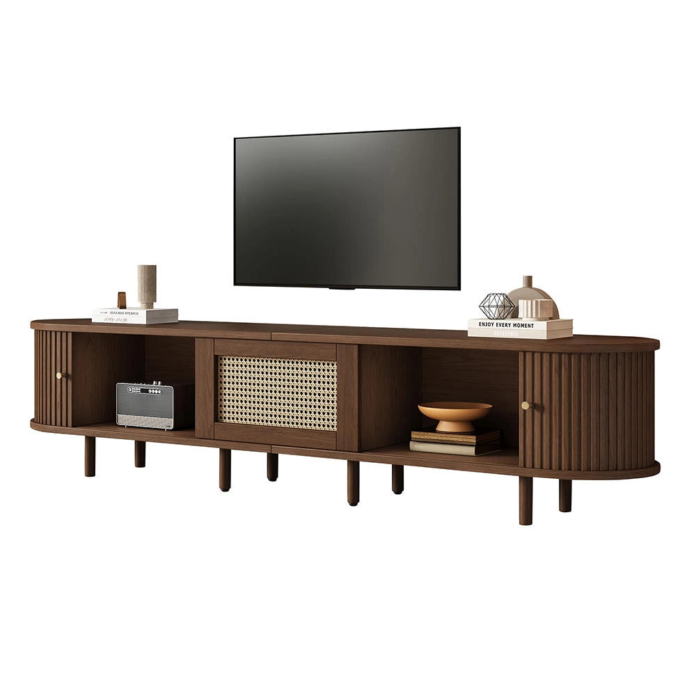 Mobile TV rotan - Xylo - 180cm noce piedi regolabili 30kg