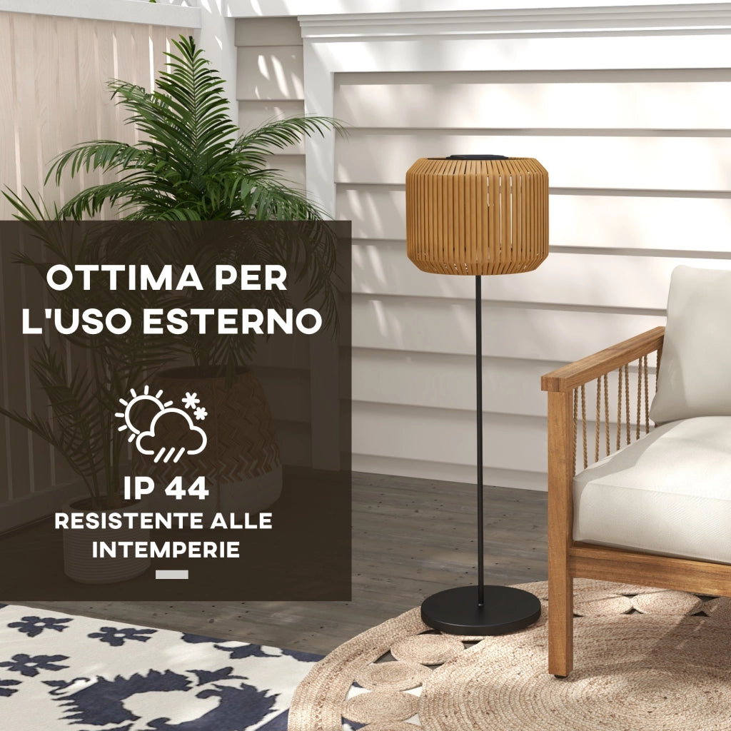 Lampada Solare da Giardino ¨C zephmum ¨C Acciaio e Rattan PE, ?34x130 cm, Giallo