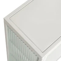 Credenza Moderna Ripostiglio a Due Ante con Vetrata e Ripiani a Tre Livelli per Ingresso, Soggiorno, Bagno, Sala da Pranzo, Bianco