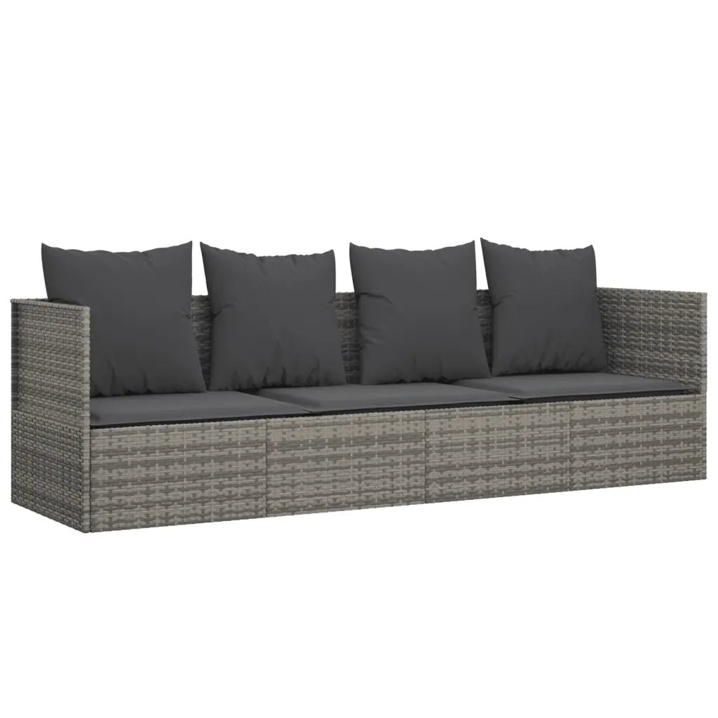Lettino Prendisole | Sdraio da giardino | Lettino da sole da Esterno con Cuscini Grigio in Polyrattan