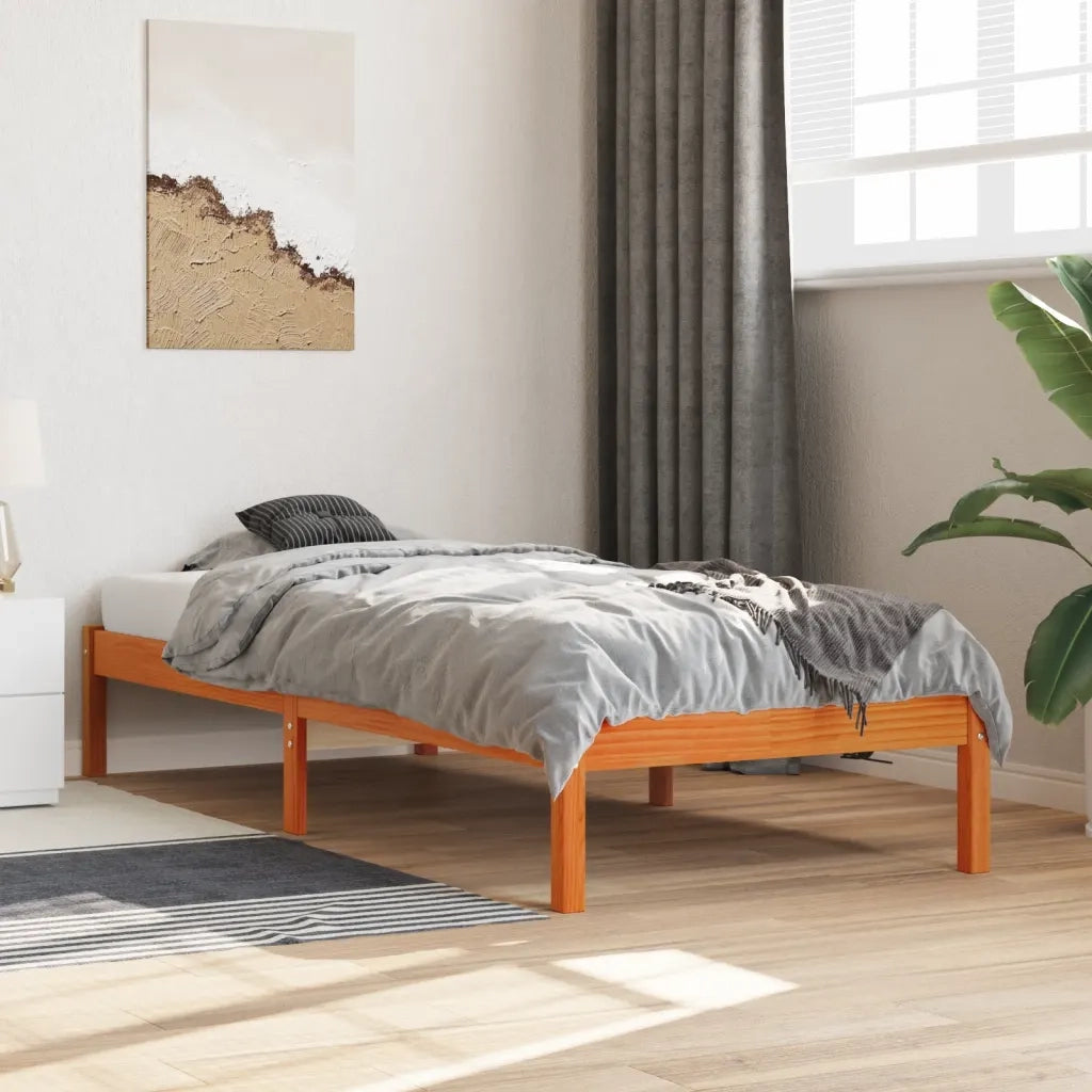 Letto senza Materasso Marrone Cera 75x190 cm in Legno di Pino 844833