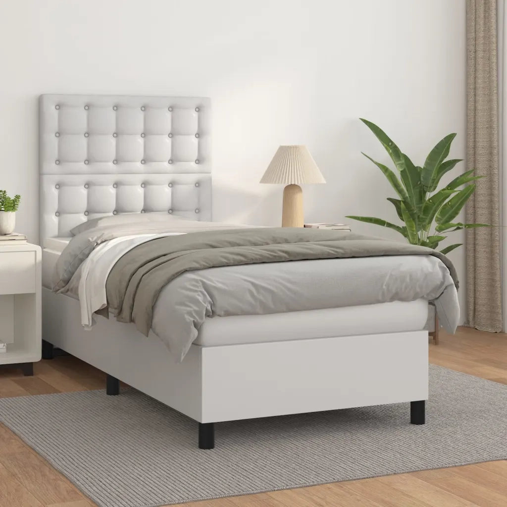 Giroletto a Molle con Materasso-Struttura Letto Bianco 90x190 cm in Similpelle 690675