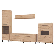 Mobile Soggiorno Cimbergo, Parete Attrezzata Modulabile, 299x40x192.5h cm Marrone Rovere Nodi