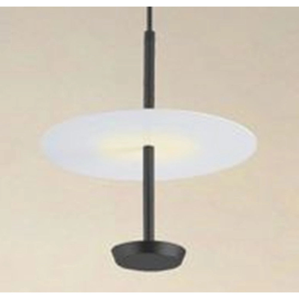 Trade Shop - Lampadario A Sospensione Luce 4000k Led 12w Disco Paralume Piatto Nero Rotondo 33115 -