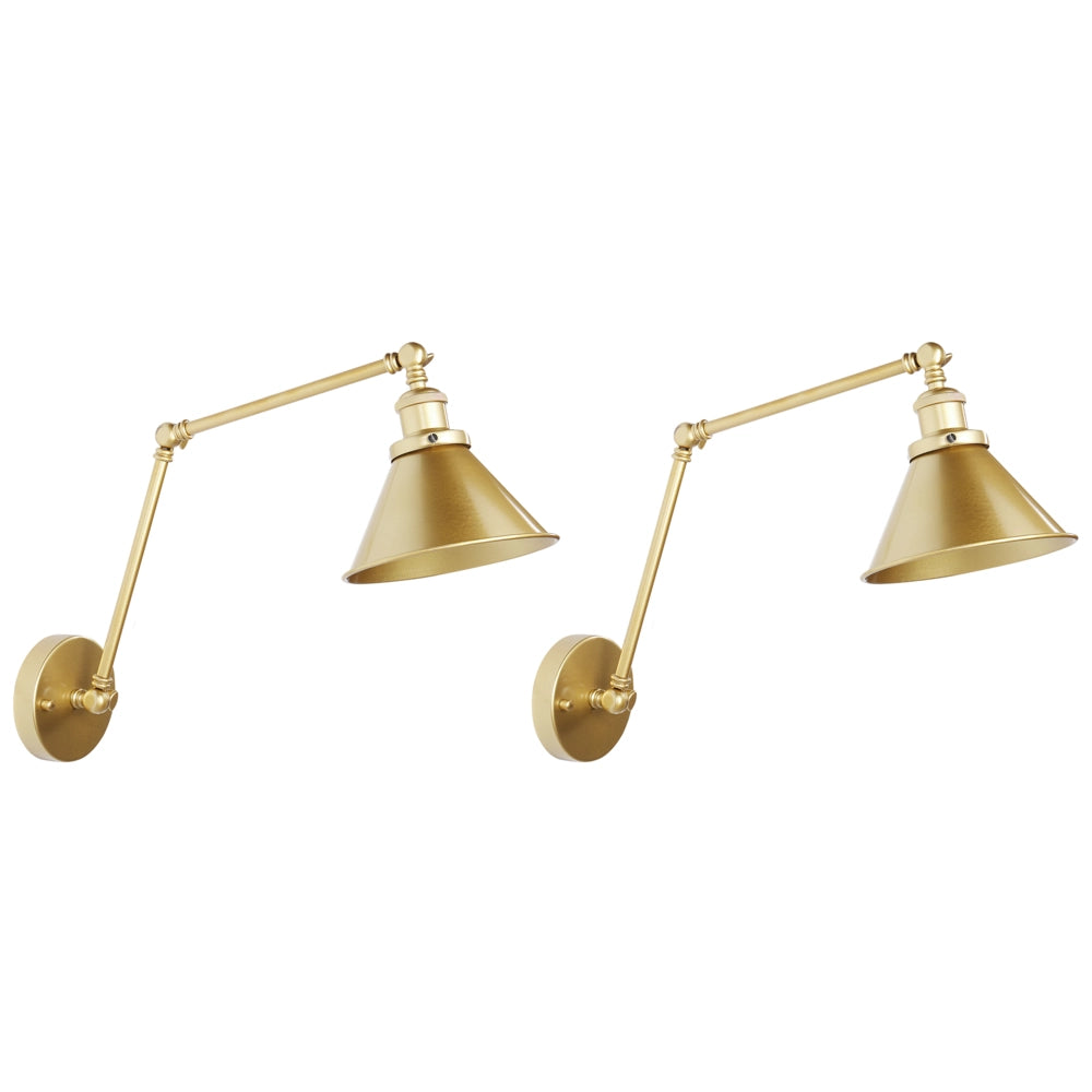 Set di 2 lampade da parete in metallo oro Braccio Orientabile stile Industriale