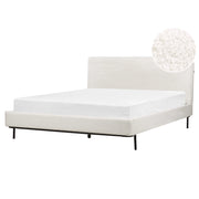Letto a doghe Bianco Bouclè Imbottito 160 x 200 cm EU Matrimoniale Design Moderno