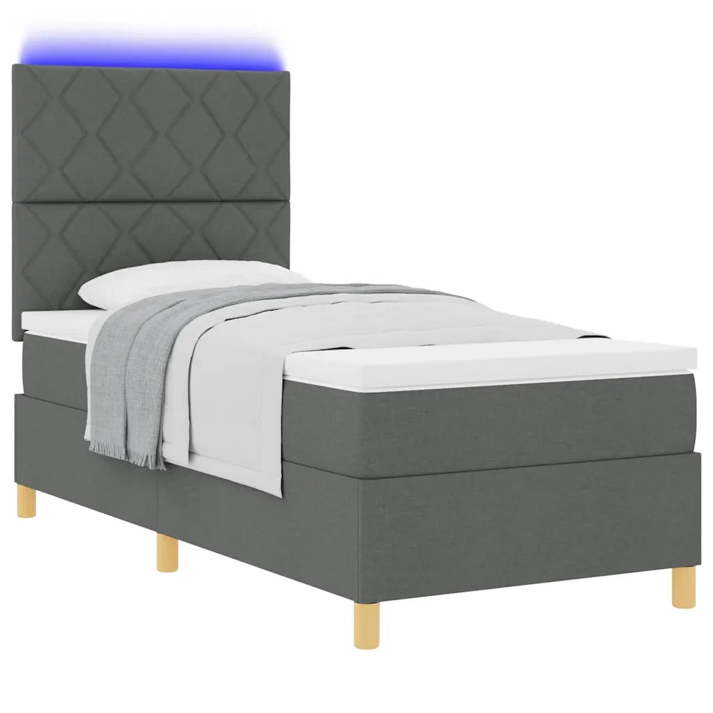 Letto a Sorgente LED Grigio scuro 90 x 190 cm Tessuto 3343139