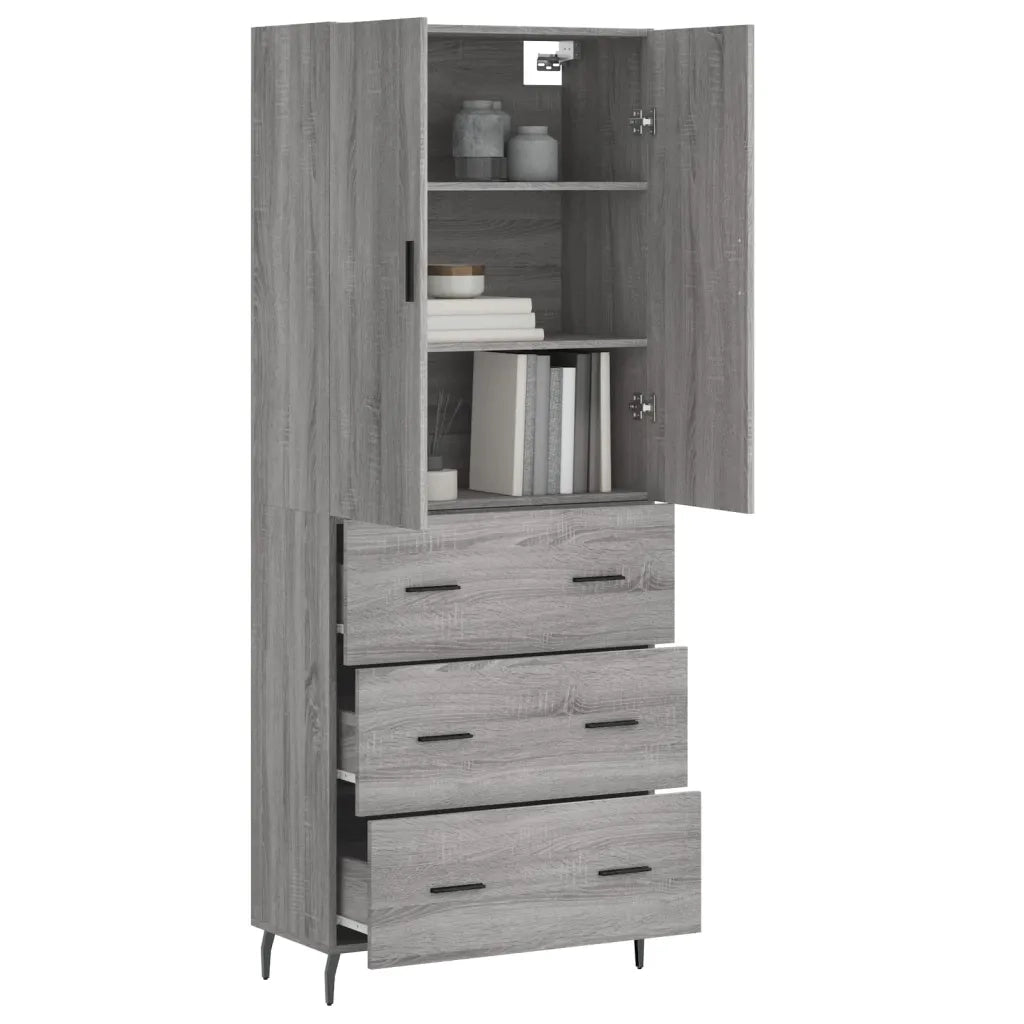 Credenza | Madia | Buffet da pranzo | Armadio da pranzo Grigio Sonoma 69,5x34x180 cm in Legno Multistrato