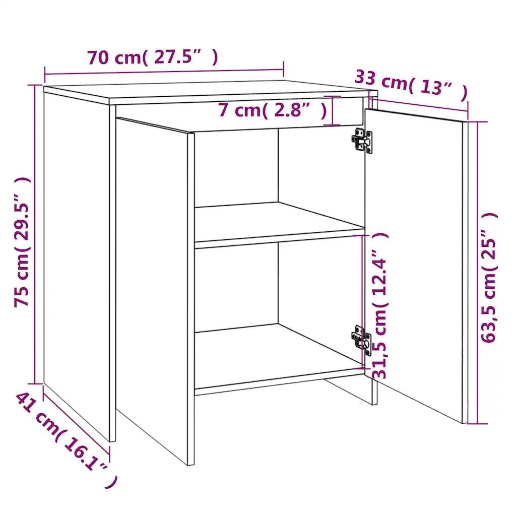 Credenza Grigio Sonoma 70x41x75 cm in Legno Multistrato 813003