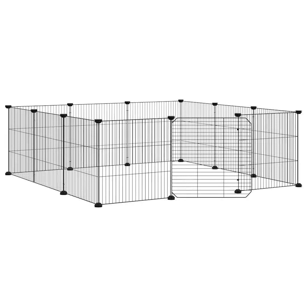 Gabbia per Animali 12 Pannelli con Porta Nero 35x35 cm Acciaio cod mxl 53723