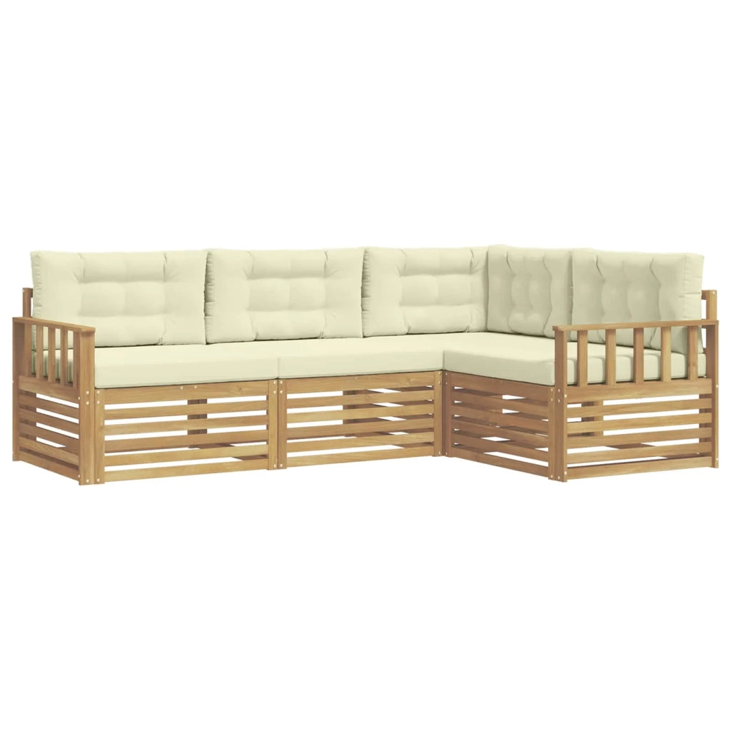Set di divani da esterno 5 pz Bianco e Crema Poliestere 3390395