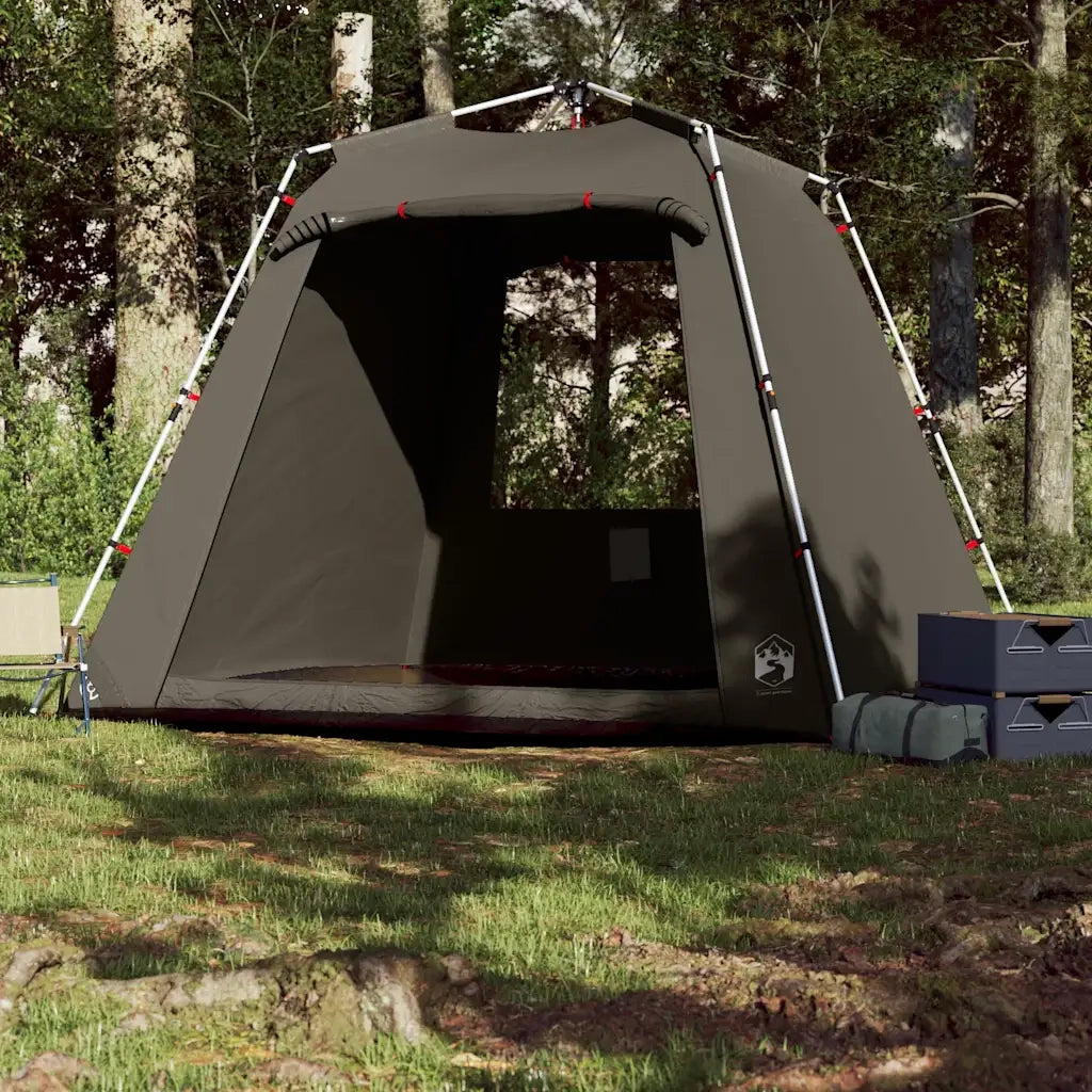 Tenda da Pesca 4 Persone-Tenda da campeggio Marrone a Rilascio Rapido 807698